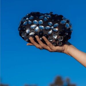 Olga Berg Victoria Flower Embellished Beaded Clutch